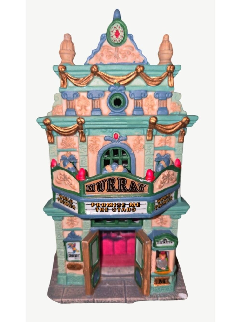 Lemax Murray Cinema Collectible Porcelain Lighted Building Movie Posters Ticket